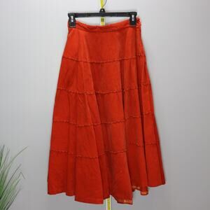 Vintage‎ Handmade Brick Red Corduroy Circle Skirt Hand Stitching S